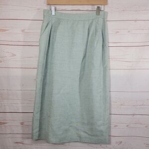 Talbots Light Blue Green Linen Blend Pencil Skirt Size 14 Vintage